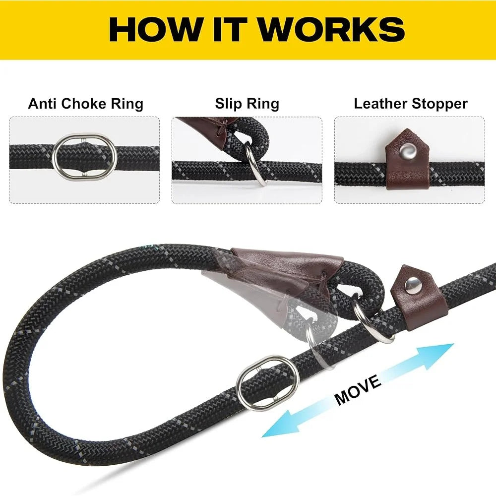 Reflective No Pull Dog Leash with Anti Choke Ring