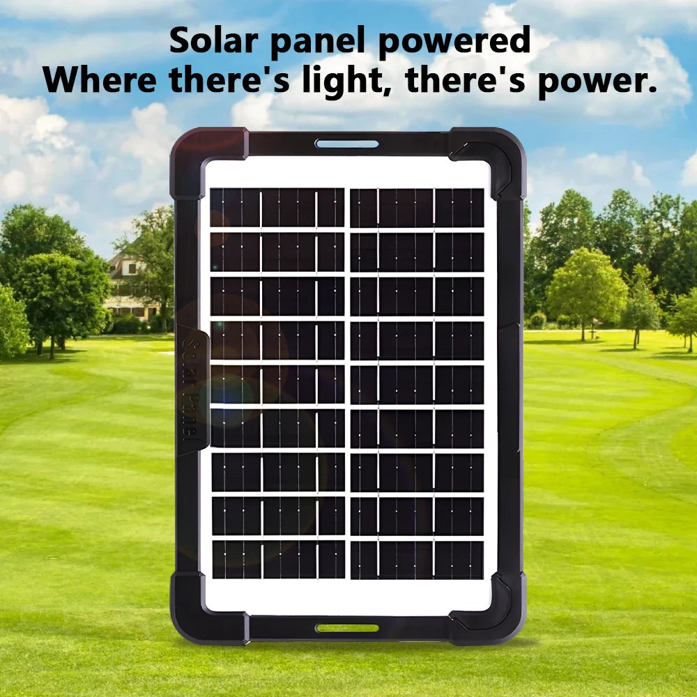 Rechargeable Camping Fan with Solar Panel LED Light and USB Port