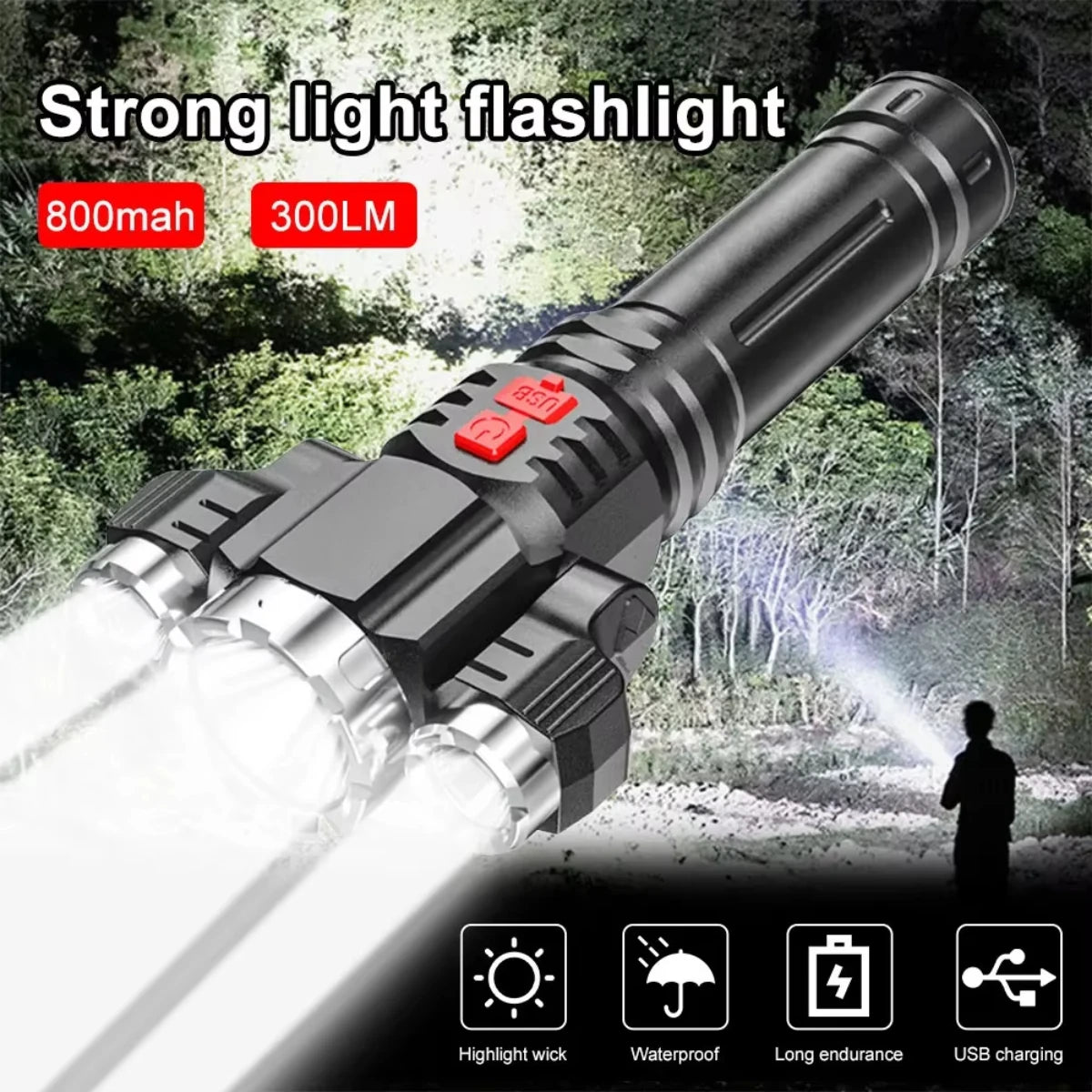 3 LED Waterproof Flashlight for Camping Biking and Emergency Use