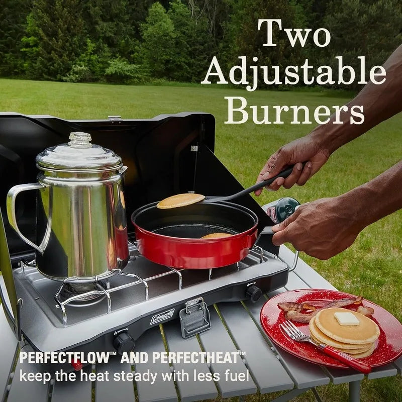 Coleman Triton+ 2-Burner Propane Camping Stove with InstaStart Ignition