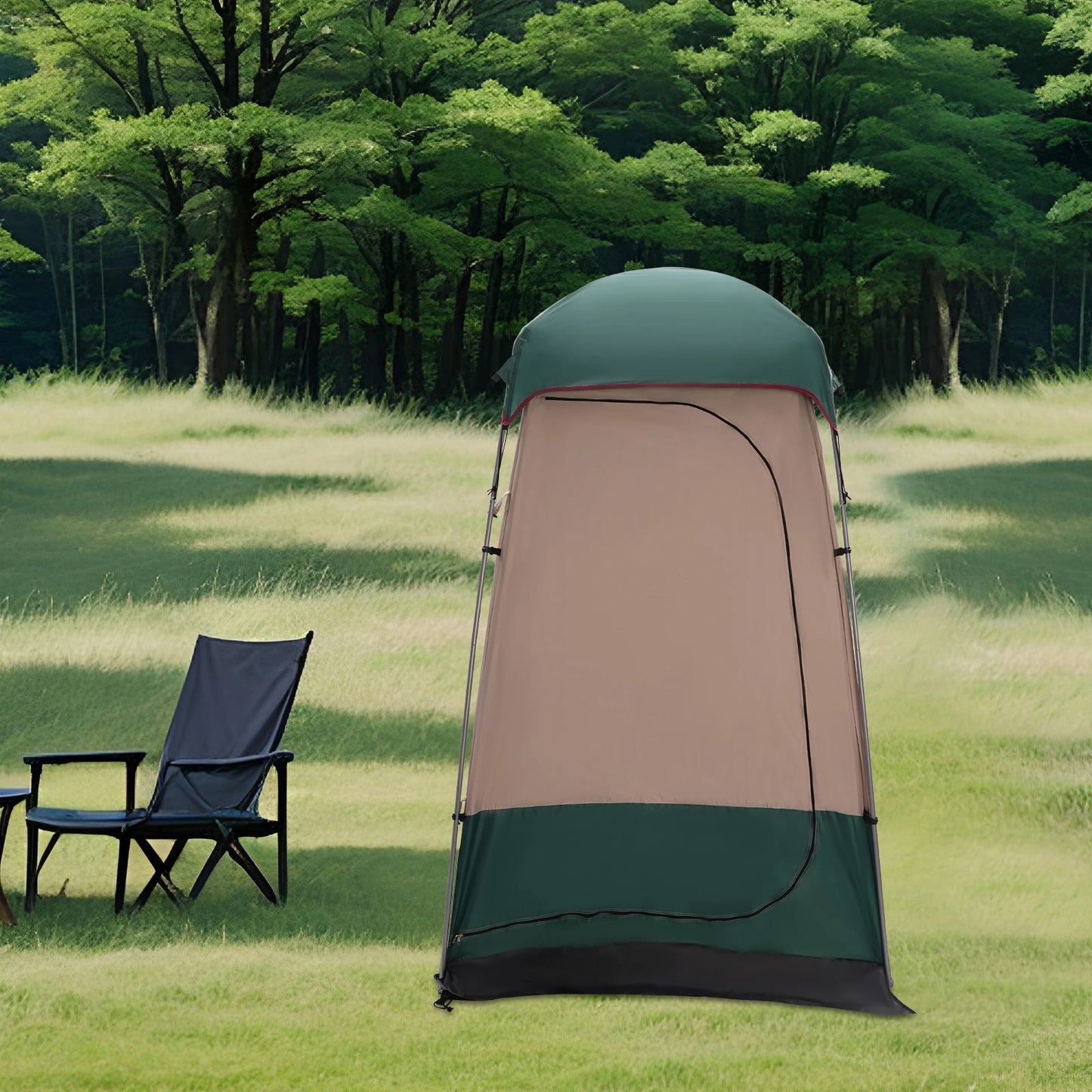 Dark Green RV Camping Privacy Shower Tent Portable Toilet Shelter for Hiking and Outdoor Use