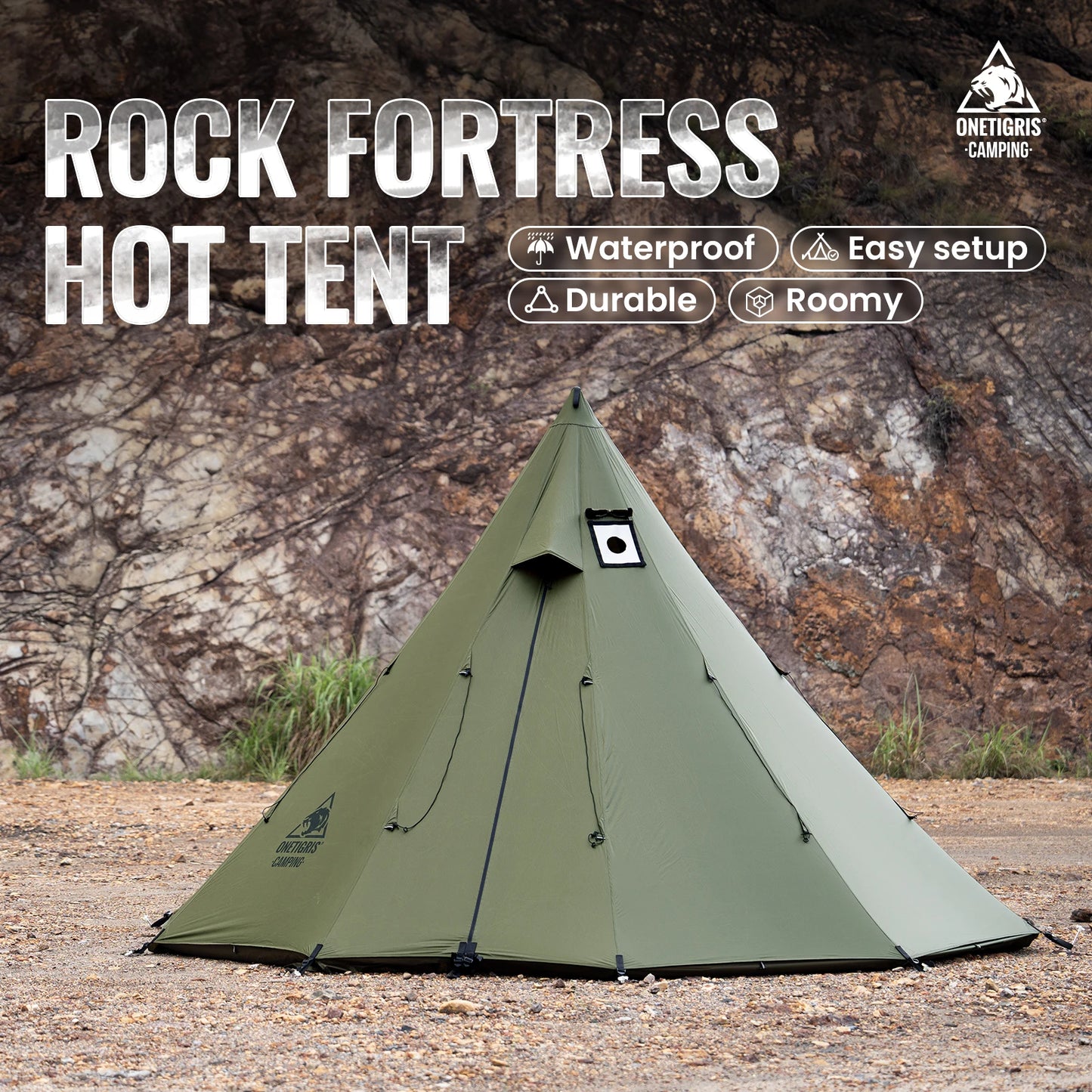 OneTigris Rock Fortress 4 Season Tipi Tent with Stove Jack