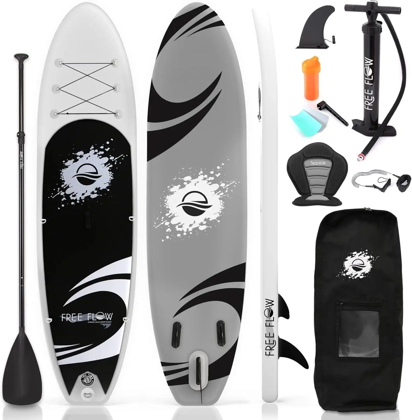 SereneLife Inflatable Stand Up Paddle Board with Paddle and Non Slip Deck