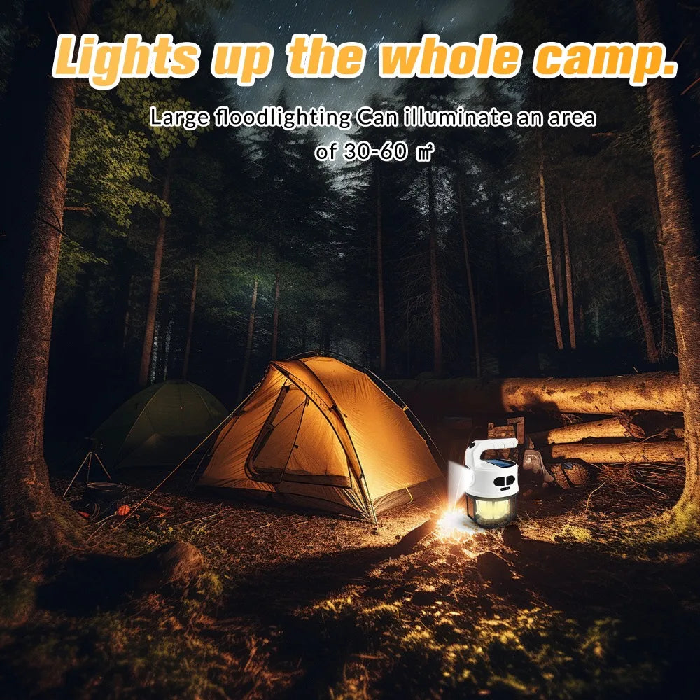 Solar LED Camping Light with USB Charging and Hook