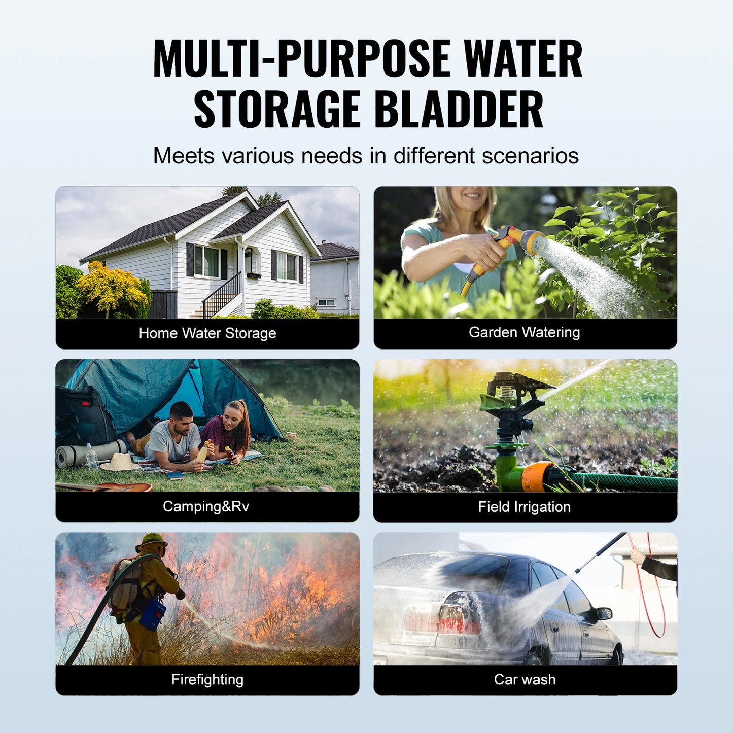 VEVOR 264 Gallon Collapsible Water Storage Tank Blue PVC Bladder Bag