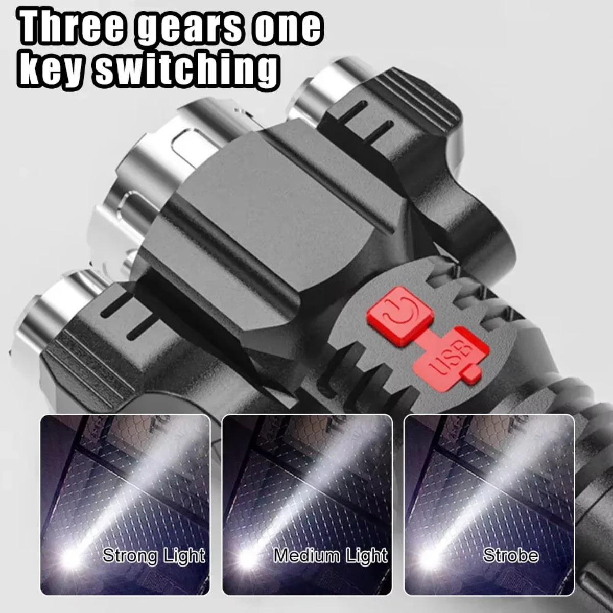 3 LED Waterproof Flashlight for Camping Biking and Emergency Use