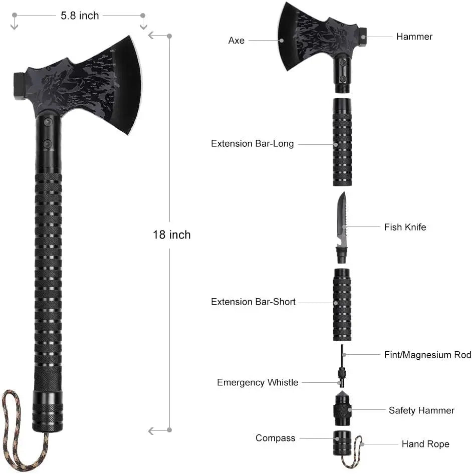 Folding Survival Axe with Hammer and Sheath