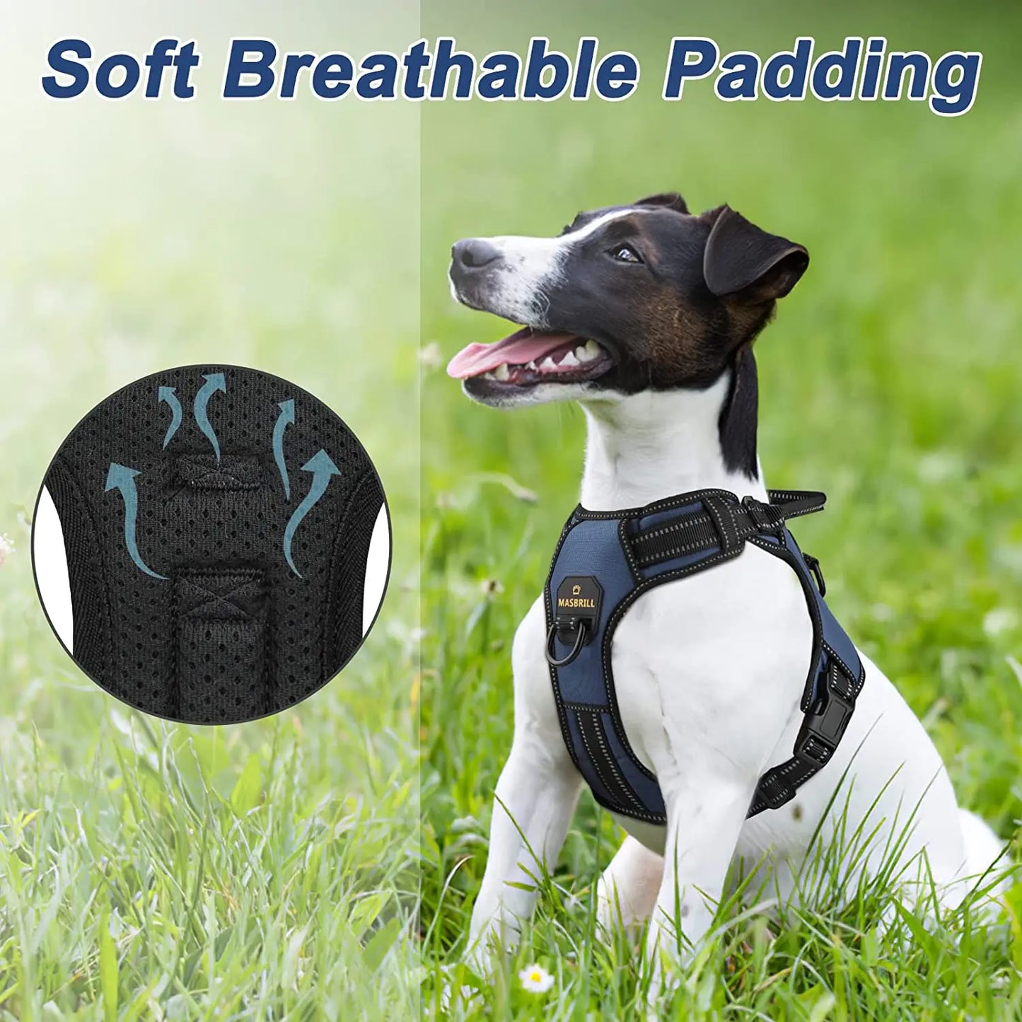 Reflective No Pull Dog Harness with Leash Hooks and Handle