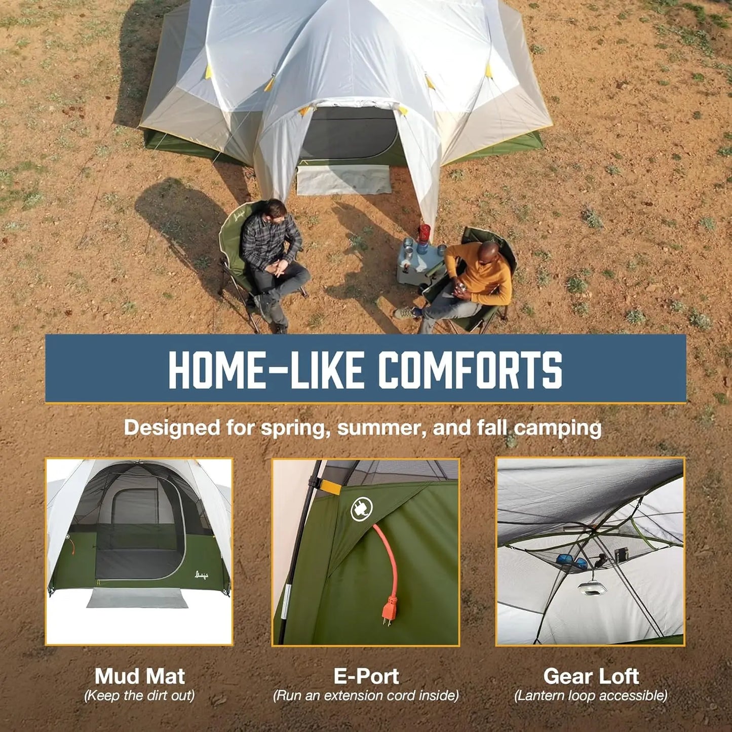 Family Camping Tent with Two Rooms and Vestibule