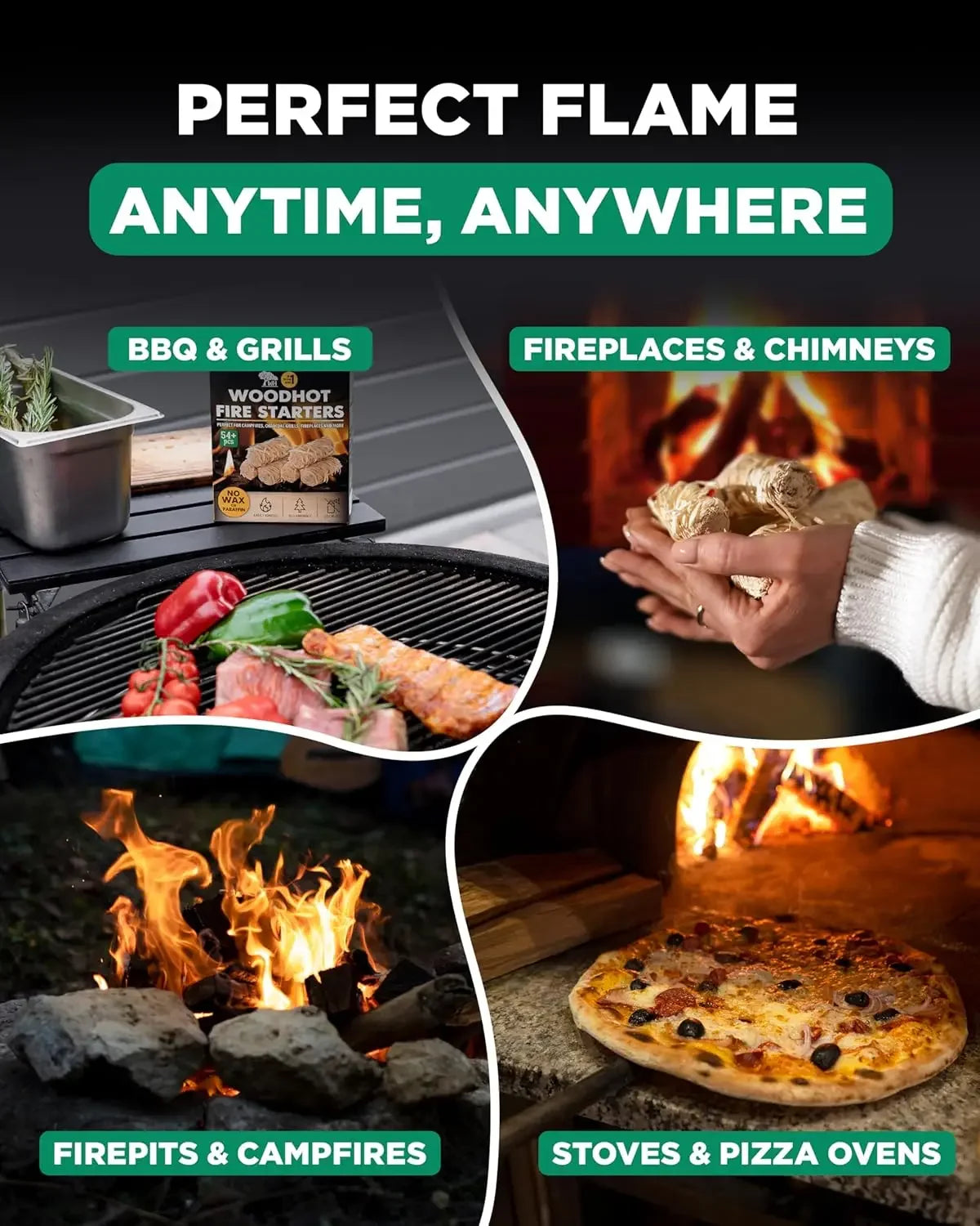 Natural Fire Starters 10lb Box 370 Pieces Long Burning Sustainable Campfire Igniters