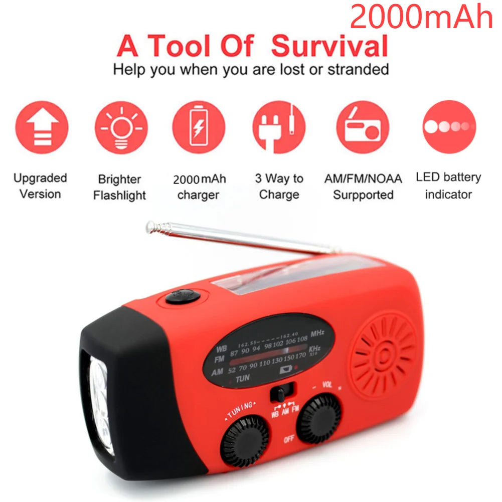 Solar Hand Crank Emergency Radio with Flashlight and Power Bank