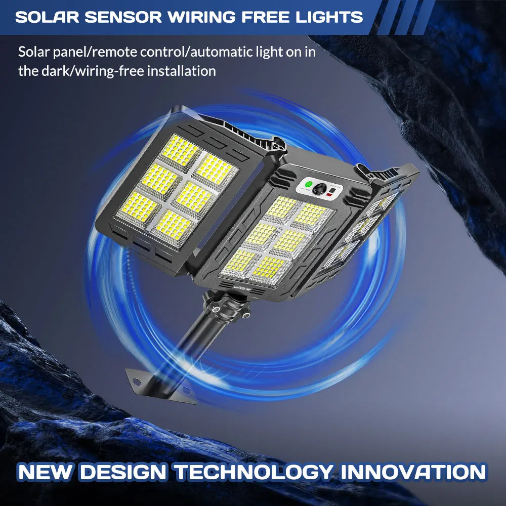 LED Solar Sensor Street Light Waterproof with 3 Modes for Outdoor Camping