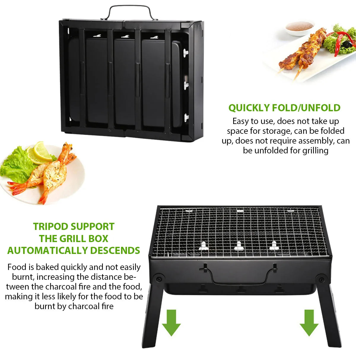 Portable Charcoal Grill Stainless Steel for Outdoor Cooking