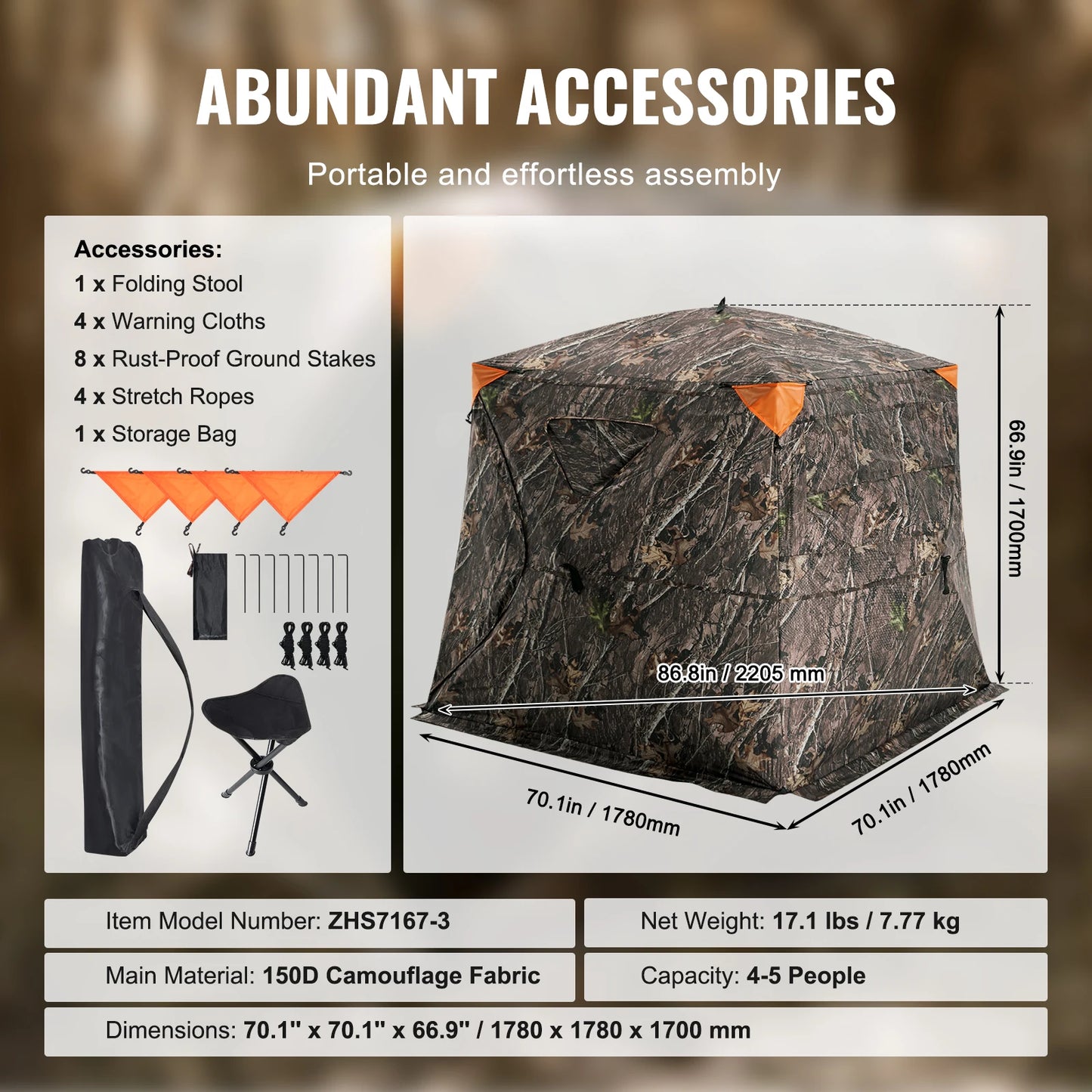 VEVOR 4 to 5 Person See Through Hunting Blind for Deer and Turkey