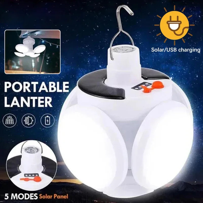 Rechargeable LED Solar Camping Bulb Flashlight