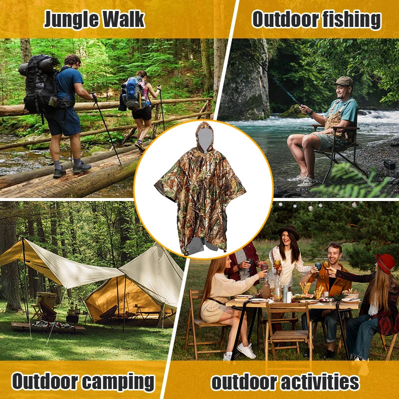 3 in 1 Multifunctional Waterproof Rain Poncho - Tent, Mat, or Raincoat