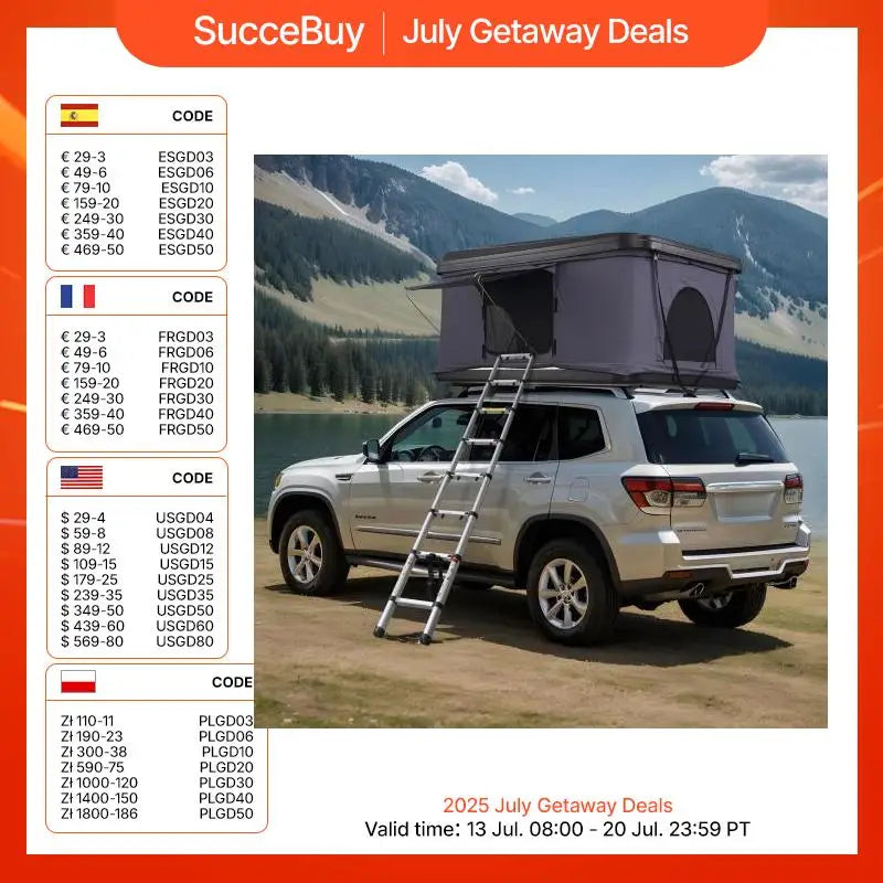 Hard Shell Rooftop Tent with Mattress for 2 to 3 People