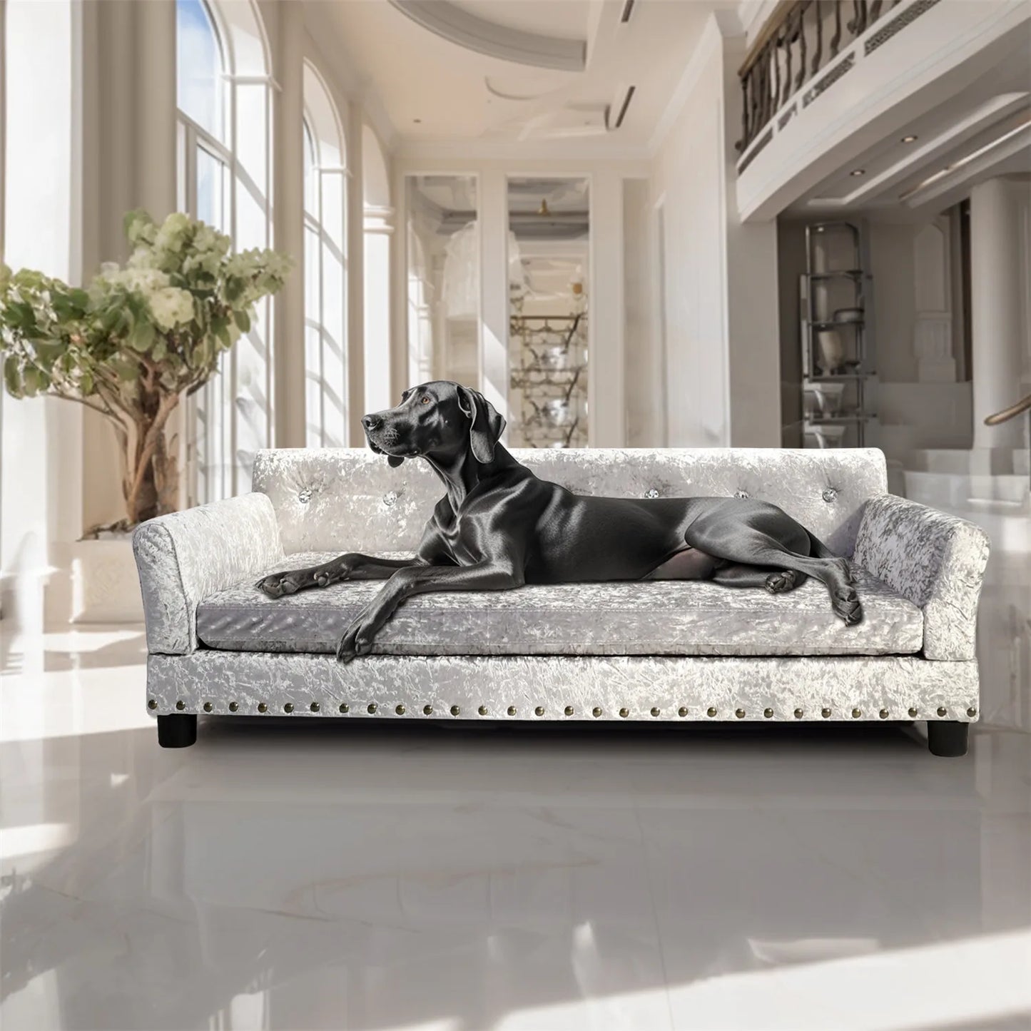 Deluxe Memory Foam Dog Sofa Bed Elevated Lounger