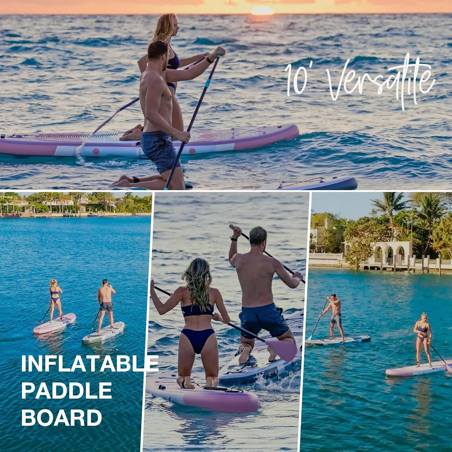 10ft Inflatable Paddle Board with Wing Design and Durable Accessories for Adults and Youth