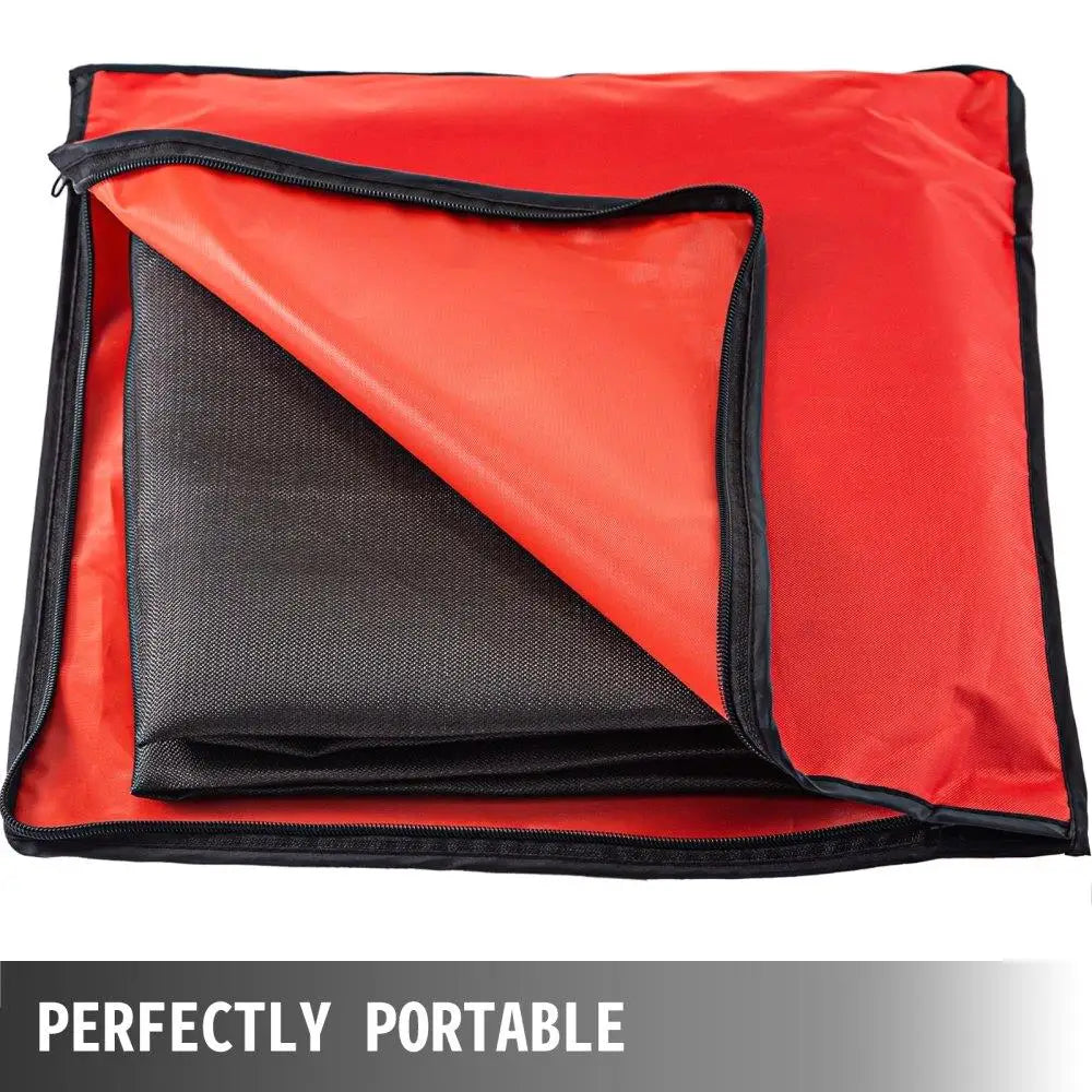 8x10ft Black Fiberglass Blanket - Fireproof Thermal Insulation Mat with Carry Bag - Heat Resistant & Fire Retardant