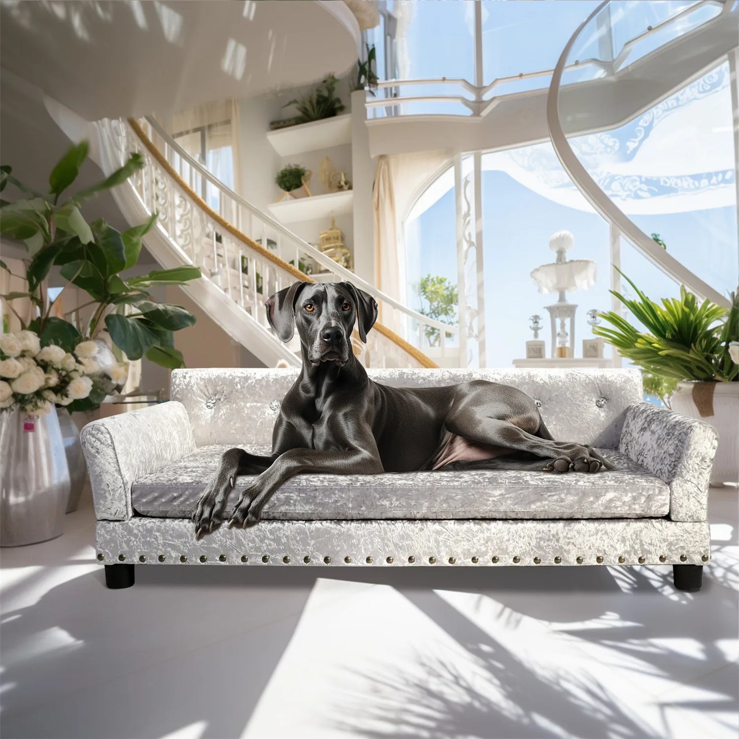 Deluxe Memory Foam Dog Sofa Bed Elevated Lounger