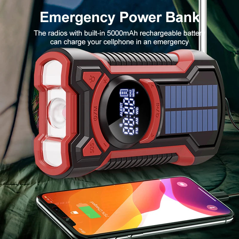 Solar Hand Crank Weather Radio with Power Bank