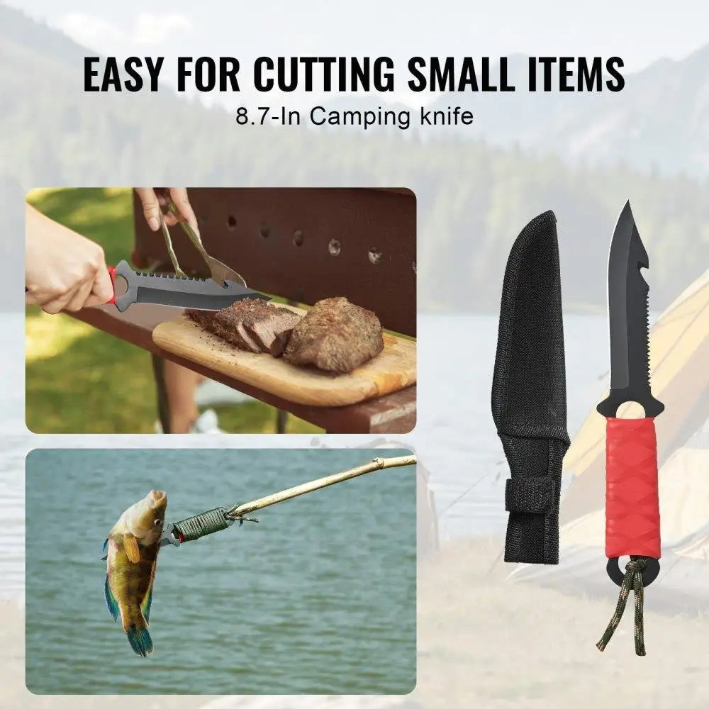 Camping Hatchet Machete Knife Set with Sheath Flashlight and Paracord/Survival Gear