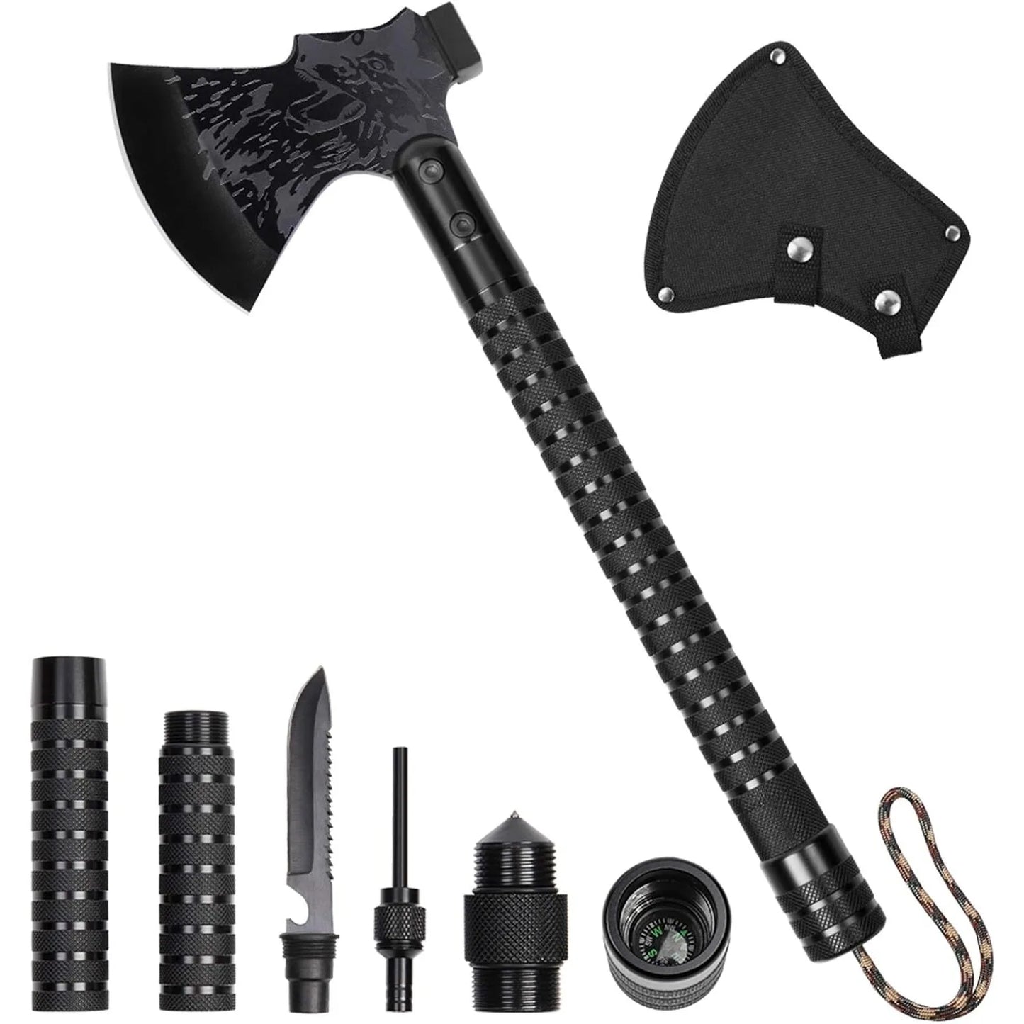 Folding Survival Axe with Hammer and Sheath