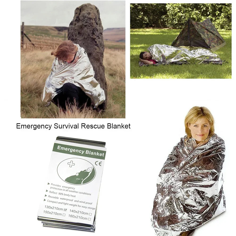 1 to 10 Pieces Emergency Thermal Foil Rescue Blanket Set