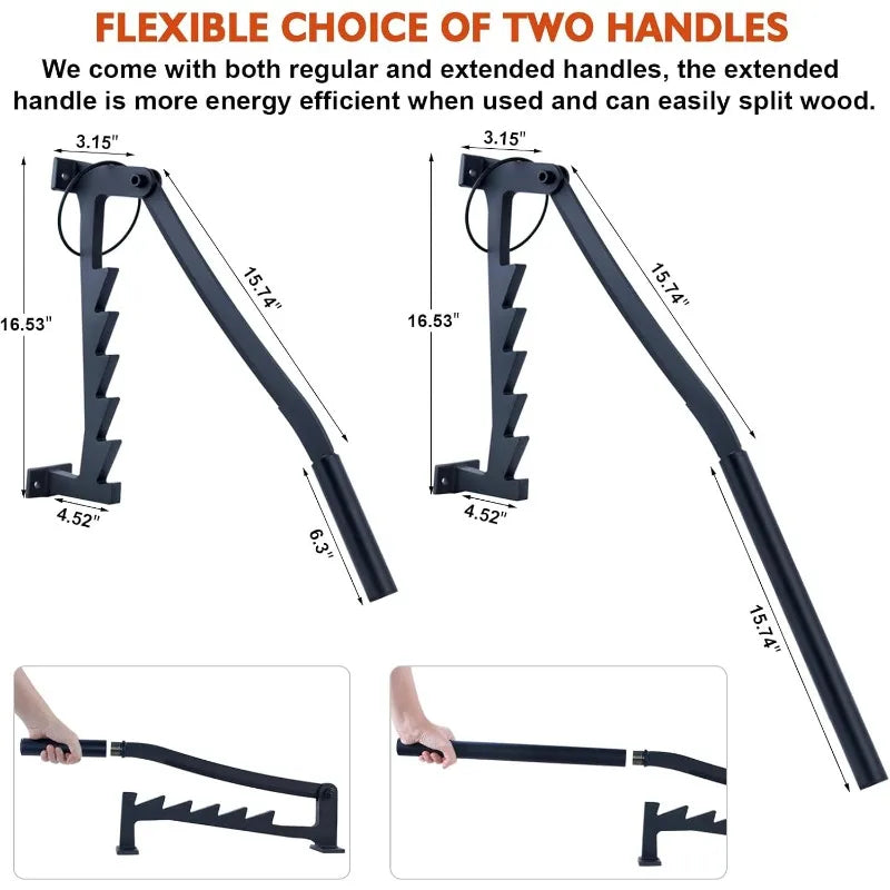 Tree or Wall Mounted Firewood Splitter with Extended Handle