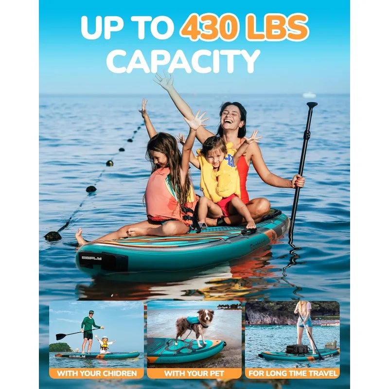 11ft Super Wide Inflatable Stand Up Paddle Board for Family with 100L Backpack