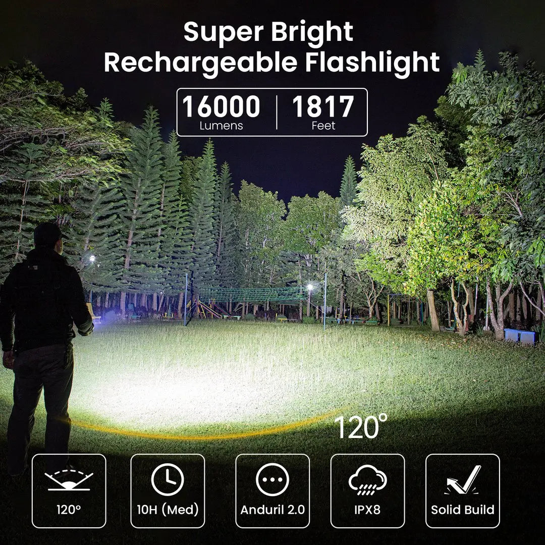 Super Powerful LED Flashlight 16000 Lumen Rechargeable