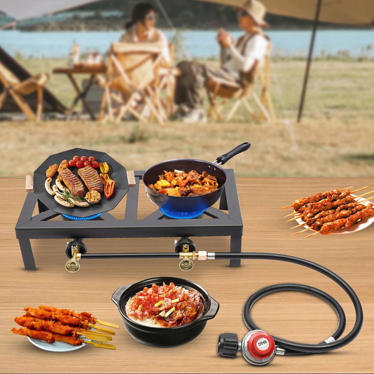 Outdoor Double Burner Propane Stove Cooker