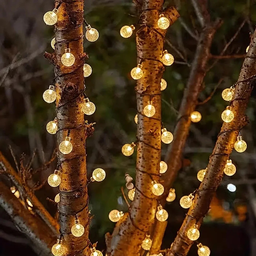 Solar-Powered Bubble Ball String Lights for Outdoor Camping & Garden Decoration