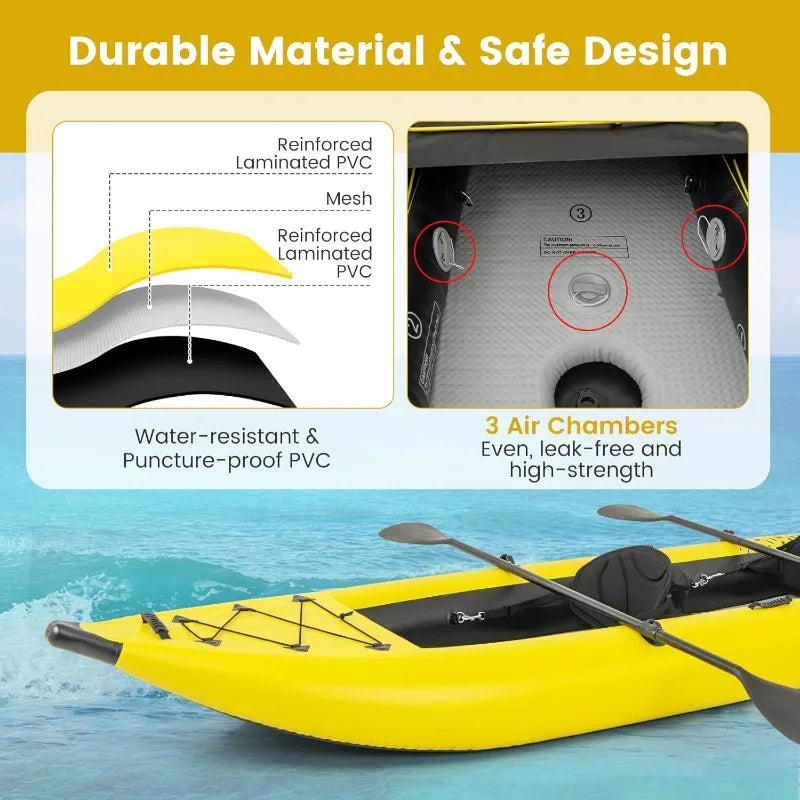 12.5Ft Inflatable Tandem Kayak with Paddles and Pump