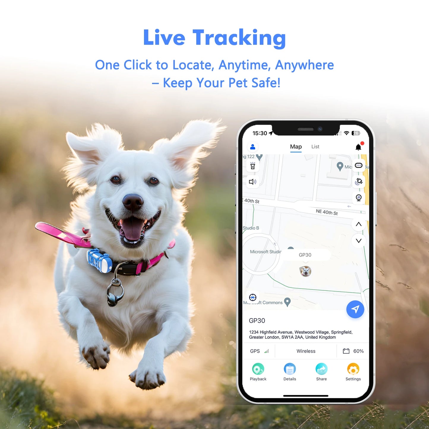 Waterproof 4G Pet GPS Tracker with Sound and Light