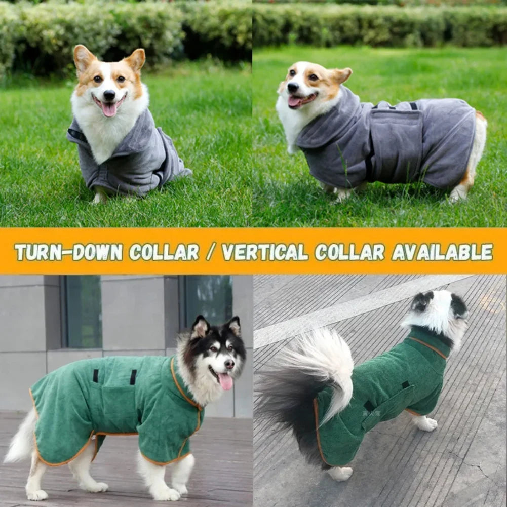 Quick-Dry Absorbent Dog Bathrobe with Adjustable Fit