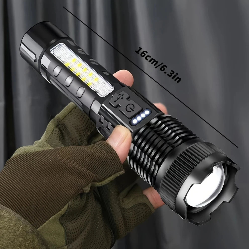 Rechargeable Zoomable Flashlights for Emergency and Camping