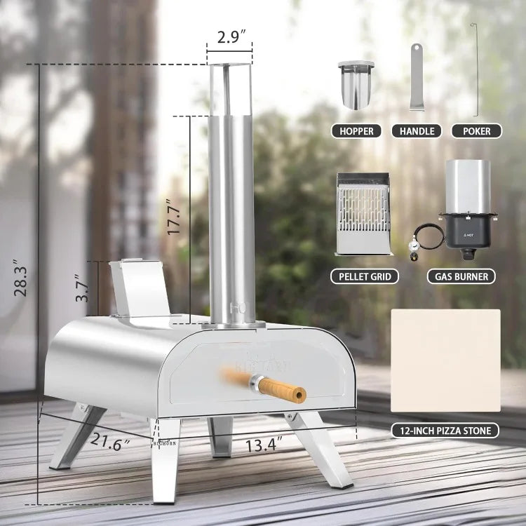 12 Inch Portable Multi Fuel Outdoor Pizza Oven