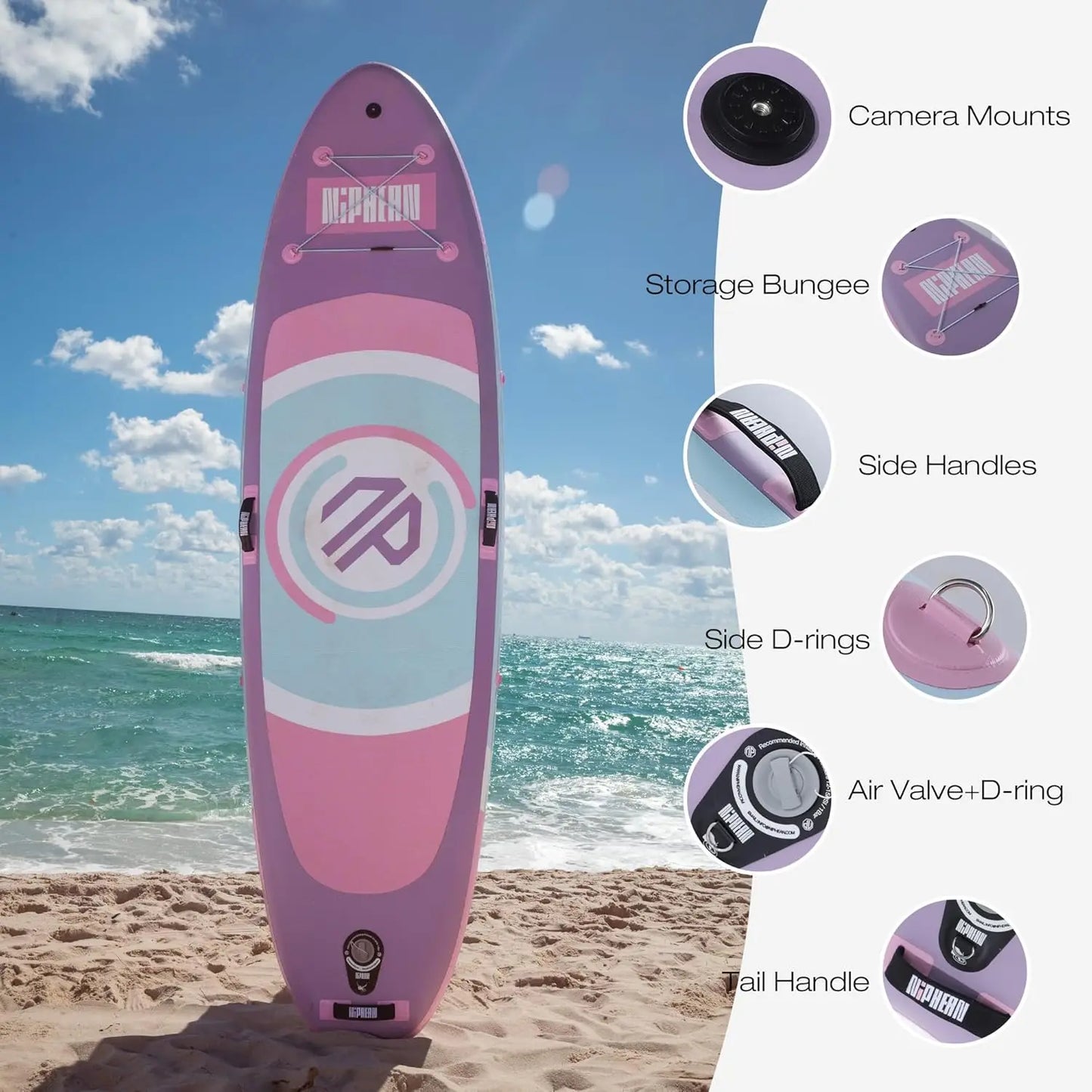 10ft Inflatable Paddle Board with Wing Design and Durable Accessories for Adults and Youth