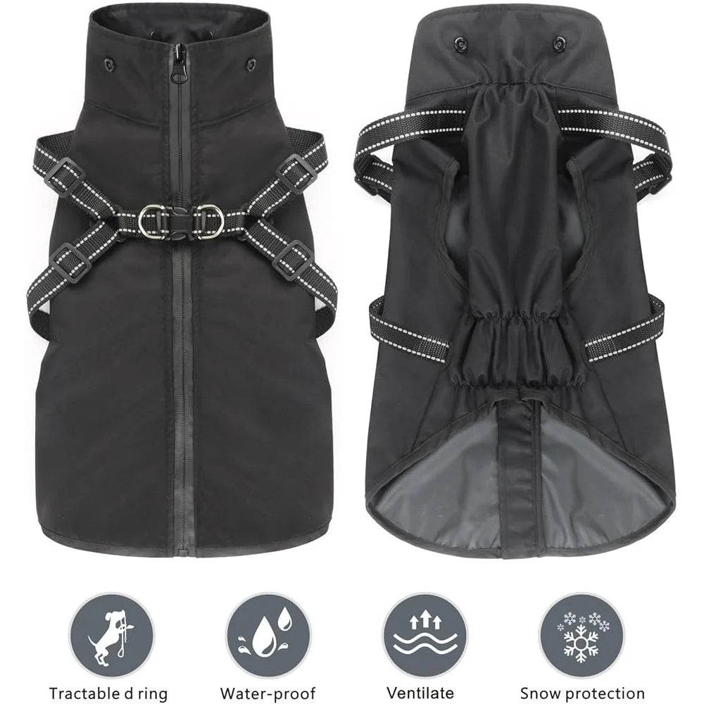 Reflective Waterproof Dog Raincoat with Adjustable Hood