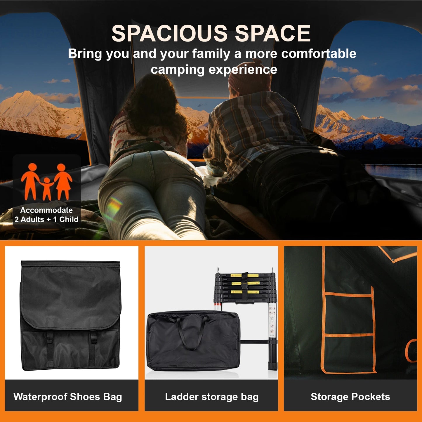 Naturnest Hard Shell Rooftop Tent for Camping on SUV Jeep Truck or Van