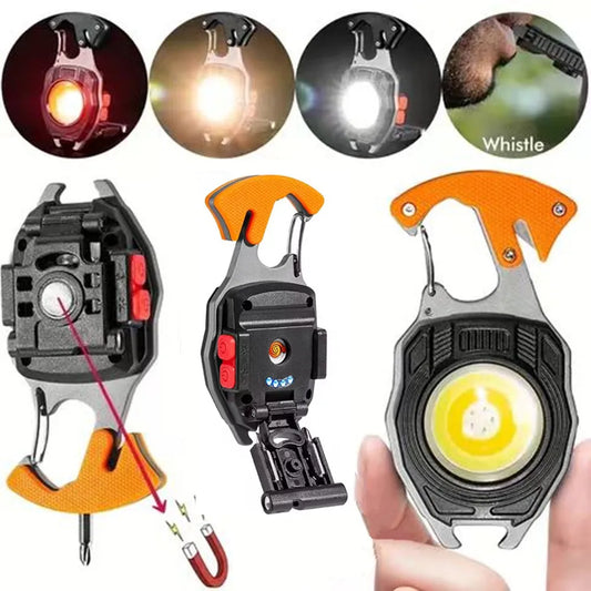 Multi-Functional Keychain Flashlight with Bottle Opener & Emergency Whistle