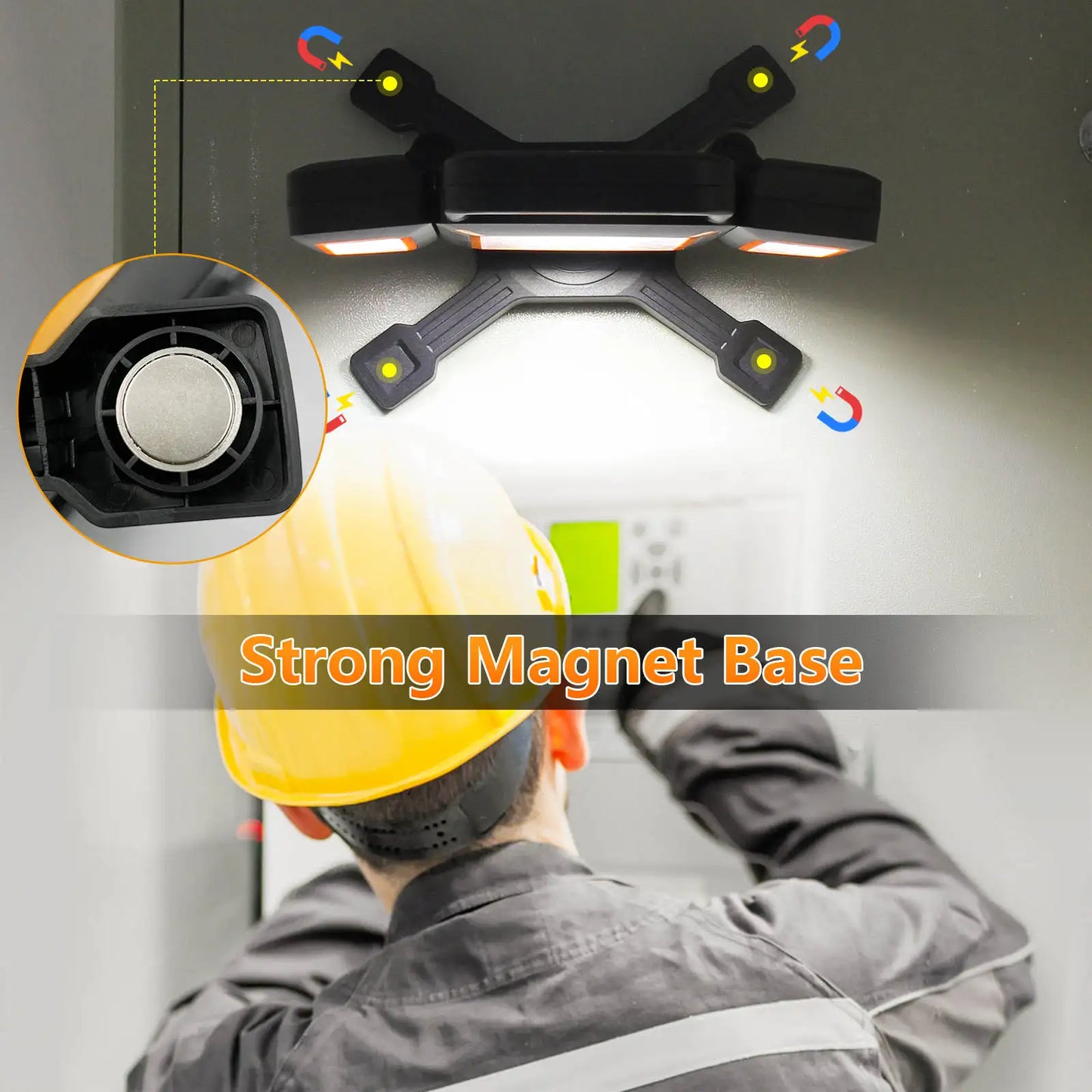 30W Rechargeable Work Light 3000 Lumen Magnetic Work Light Battery Powered Portable Workshop Garage Camping Car Repairing