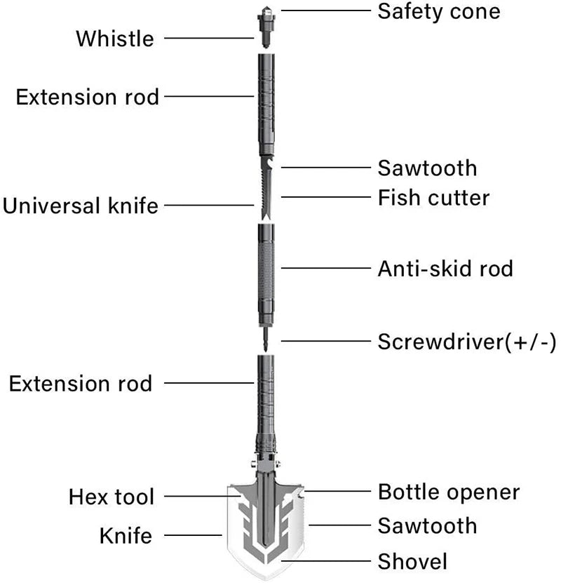 Folding Military Shovel Multipurpose Survival Tool