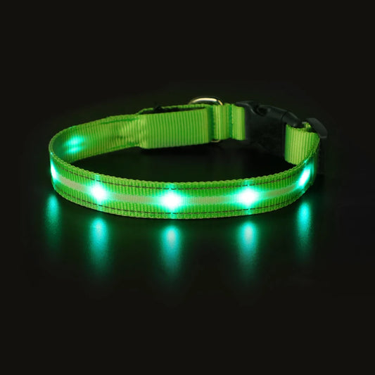 MASBRILL Light Up Dog Collar Waterproof USB Rechargeable Glowing Adjustable Night Safety Nylon Luminous LED Bright Pet Collars