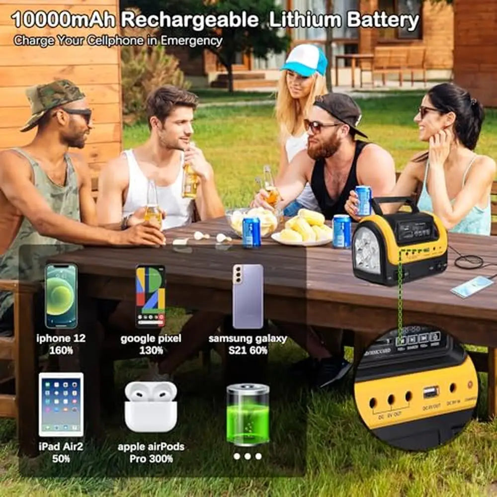 Portable Solar Powered Generator Station with Panels and LED Flashlight