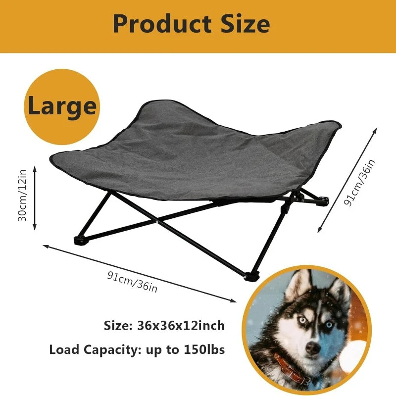 Elevated Portable Dog Cot with Padded Bed and Carry Bag