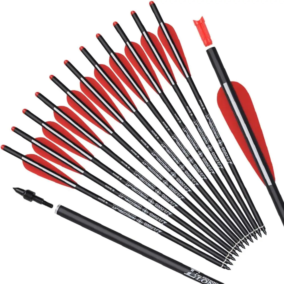 12 Pack Carbon Crossbow Bolts 20 or 22 Inch with 100gr Tips