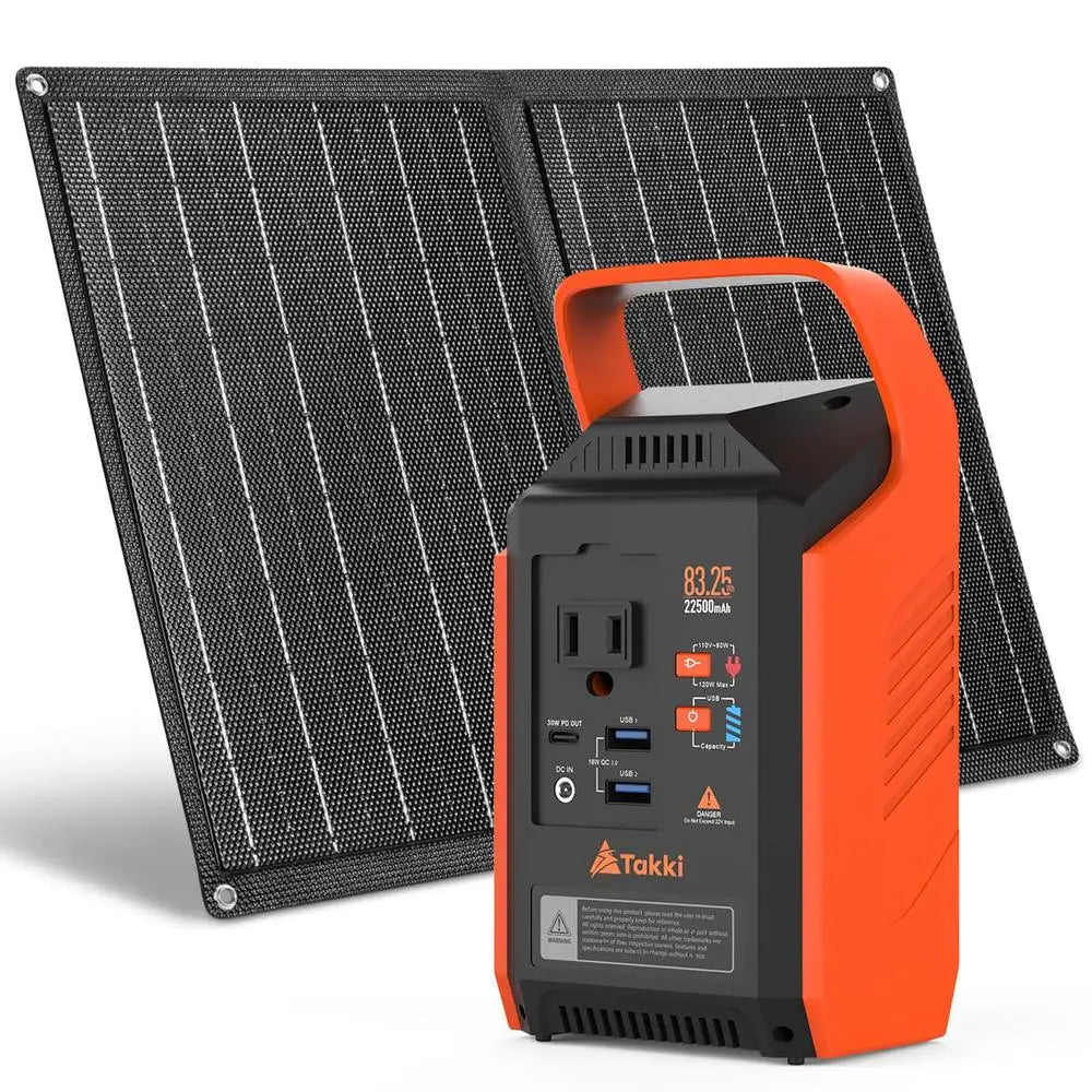 Portable Power Station Solar Generator with 21W Solar Panel & AC USB Ports